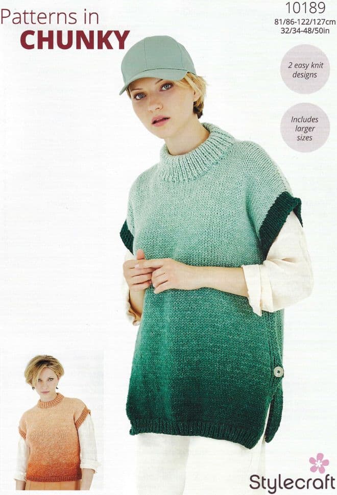 Stylecraft Chunky Knitting Pattern - 10189 Ladies Tunic Tops (32/34-48/50ins)