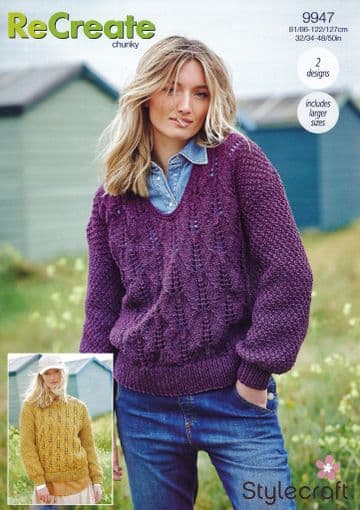 Stylecraft Chunky Knitting Pattern - 9947 Ladies Sweaters (2 Designs)