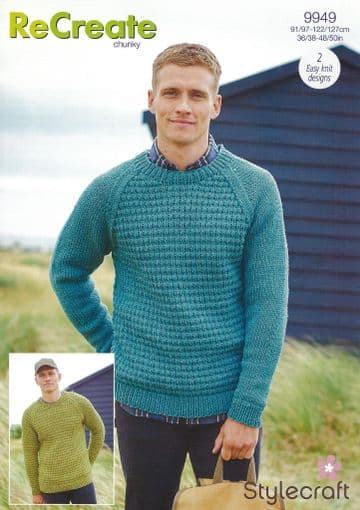Stylecraft Chunky Knitting Pattern - 9949 Mens Sweaters (2 Designs)