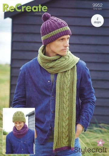 Stylecraft Chunky Knitting Pattern - 9952 Men's Accessories
