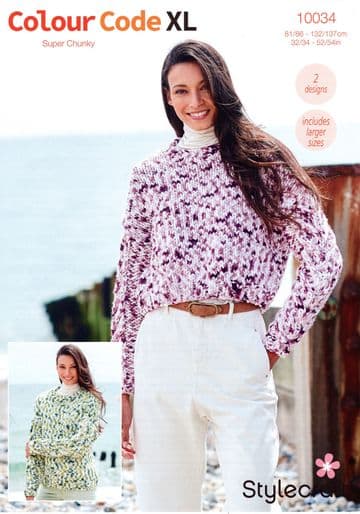 Stylecraft Colour Code XL Super Chunky Knitting Pattern - 10034 Ladies Sweaters