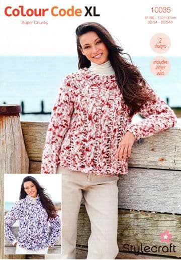 Stylecraft Colour Code XL Super Chunky Knitting Pattern - 10035 Ladies Sweaters