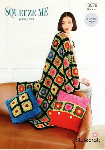 Stylecraft DK Crochet Pattern - 10078 Blanket & Cushions (3 Crochet Designs)