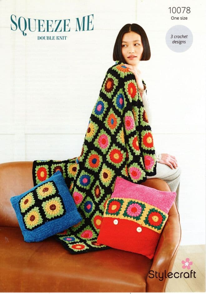 Stylecraft DK Crochet Pattern - 10078 Blanket & Cushions (3 Crochet Designs)