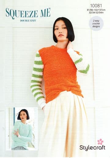 Stylecraft DK Crochet Pattern - 10081 Ladies Sweaters ( 2 Easy Crochet Designs)