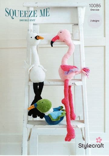 Stylecraft DK Crochet Pattern - 10086 Toy Flamingo, Duck & Swan