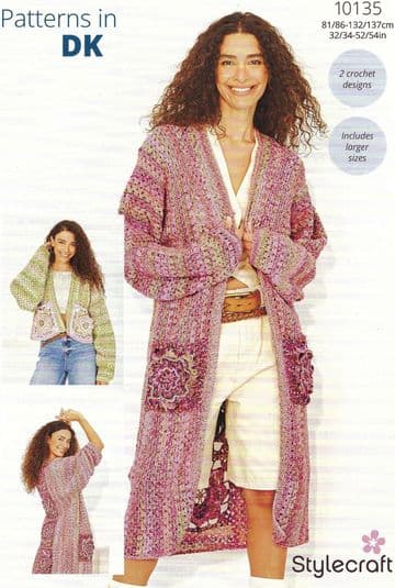 Stylecraft DK Crochet Pattern - 10135 Ladies Coat & Jacket (2 Designs)