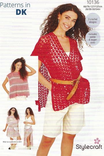 Stylecraft DK Crochet Pattern - 10136 Beach Cover Ups (3 Designs)