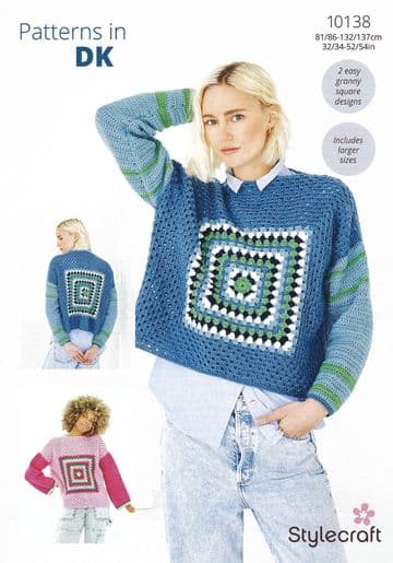 Stylecraft DK Crochet Pattern - 10138 Ladies Sweaters (2 Easy Designs)