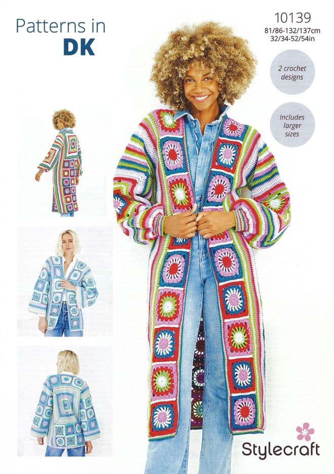 Stylecraft DK Crochet Pattern - 10139 Ladies Jacket & Coat (2 Designs)