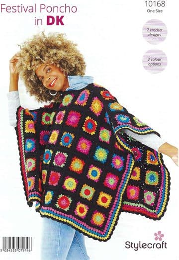Stylecraft DK Crochet Pattern - 10168 Ladies Festival Poncho (2 Crochet Designs)