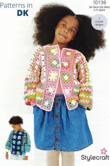 Stylecraft DK Crochet Pattern - 10198 Children's Cardigan & Sweater (2-11years)