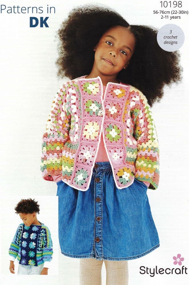 Stylecraft DK Crochet Pattern - 10198 Children's Cardigan & Sweater (2-11years)