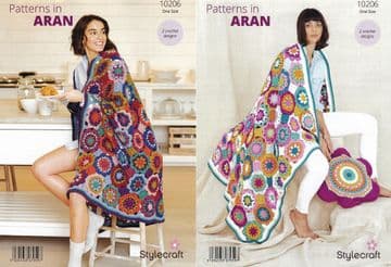 Stylecraft DK Crochet Pattern - 10206 Blanket & Cushion Cover