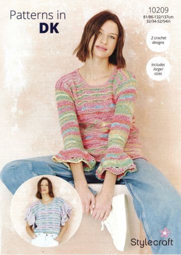 Stylecraft DK Crochet Pattern - 10209 Ladies Summer Top & Sweater (2 Designs)
