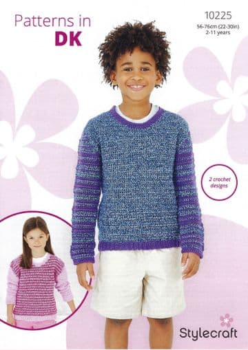 Stylecraft DK Crochet Pattern - 10225 Children's Sweaters (2 Designs)