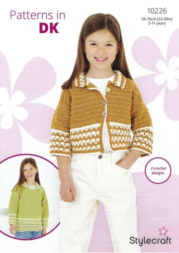 Stylecraft DK Crochet Pattern - 10226 Children's Cardigans & Sweater ( 2 Designs)