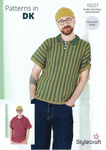Stylecraft DK Crochet Pattern - 10227 Men's Striped & Plain Tops (2 Designs)