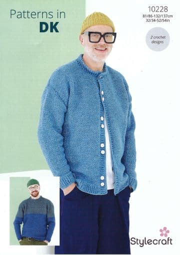 Stylecraft DK Crochet Pattern - 10228 Men's Sweater & Cardigan (2 Designs)