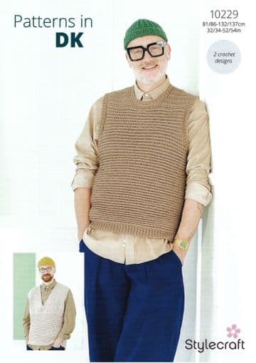 Stylecraft DK Crochet Pattern - 10229 Men's Slipovers (2 Designs)