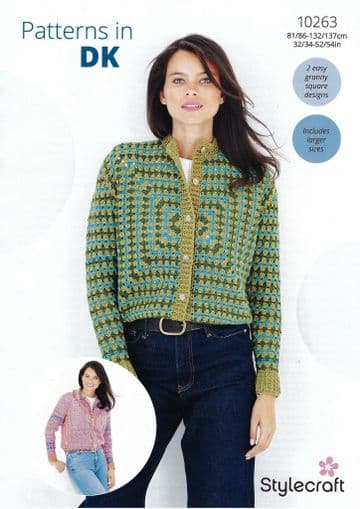 Stylecraft DK Crochet Pattern - 10263 Ladies Cardigans (2 Designs)