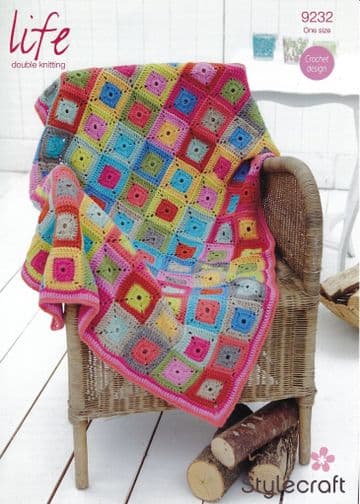 Stylecraft DK Crochet Pattern - 9232 Square in a Square Throw