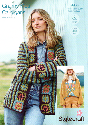 Stylecraft DK Crochet Pattern - 9966 Ladies Granny Motif Cardigans