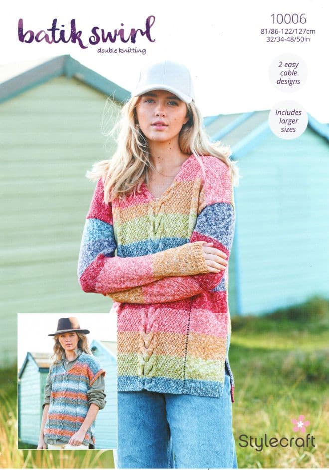 Stylecraft DK Knitting Pattern - 10006 Ladies Sweater & Tank Top