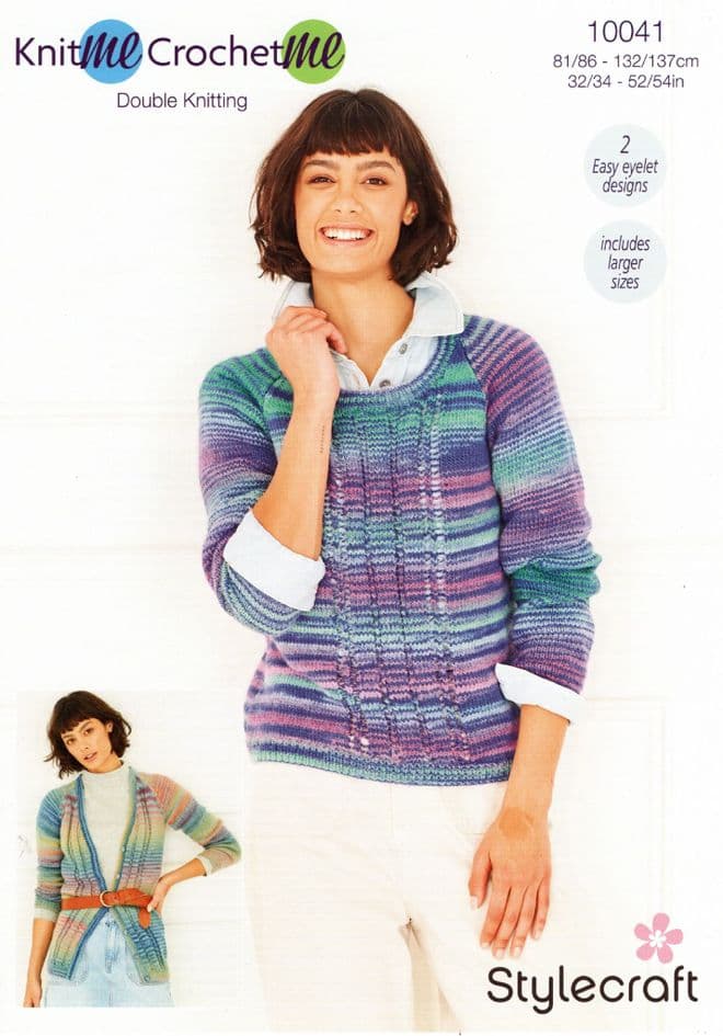 Stylecraft DK Knitting Pattern - 10041 Ladies Sweater & Cardigan