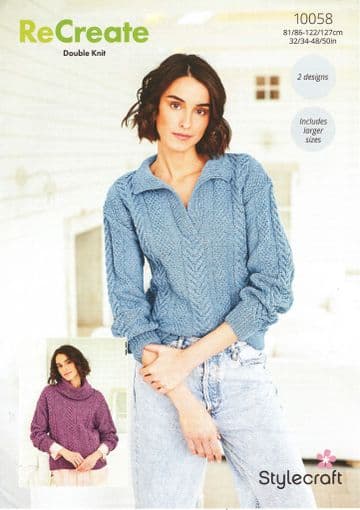 Stylecraft DK Knitting Pattern - 10058 Ladies Sweaters (2 Designs)