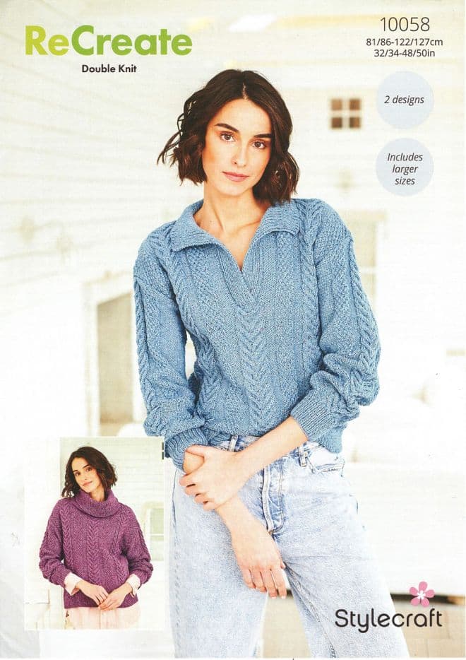 Stylecraft DK Knitting Pattern - 10058 Ladies Sweaters (2 Designs)