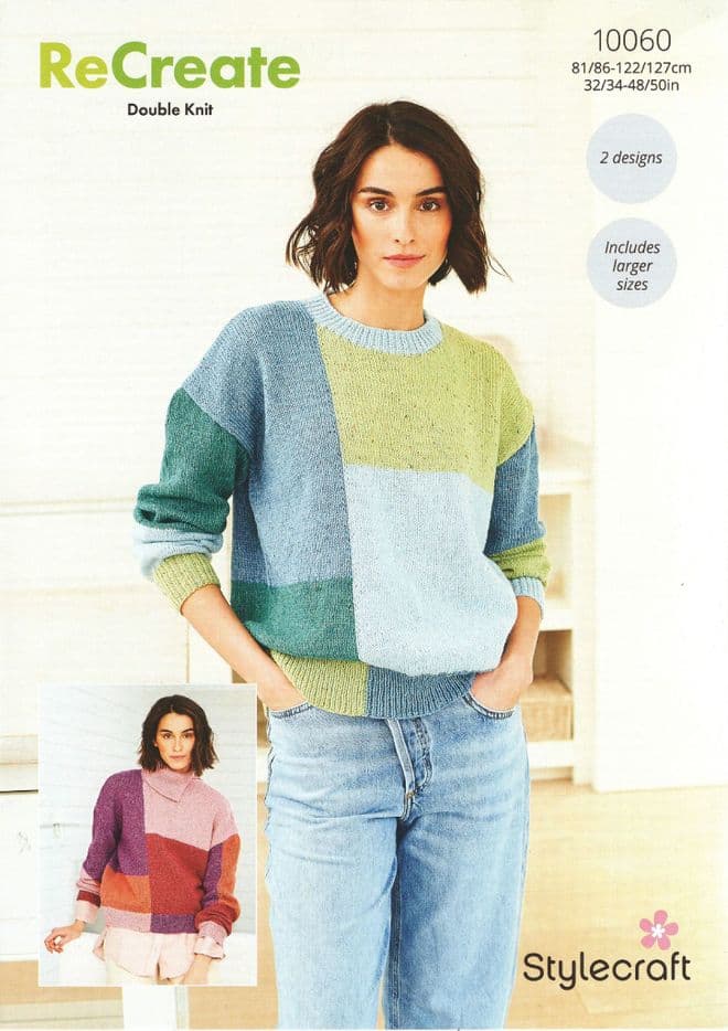 Stylecraft DK Knitting Pattern - 10060 Ladies Sweaters (2 Designs)