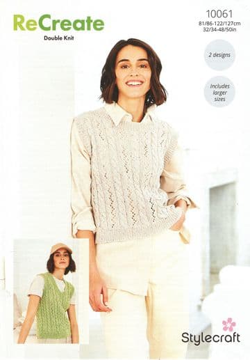 Stylecraft DK Knitting Pattern - 10061 Ladies Tank Tops (2 Designs)