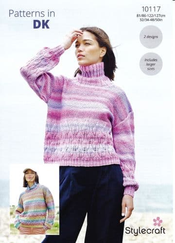 Stylecraft DK Knitting Pattern - 10117 Ladies Sweaters (2 Designs)