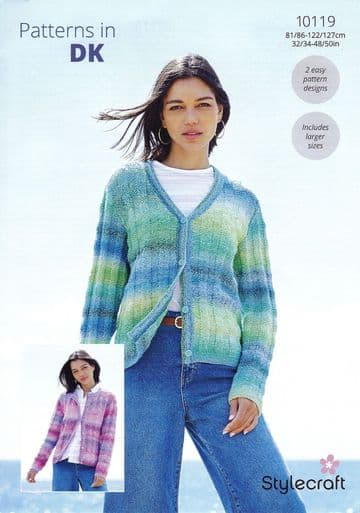 Stylecraft DK Knitting Pattern - 10119 Ladies Cardigans (2 Designs)