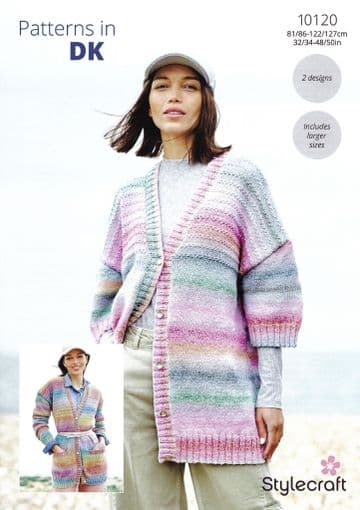 Stylecraft DK Knitting Pattern - 10120 Ladies Cardigans (2Designs)