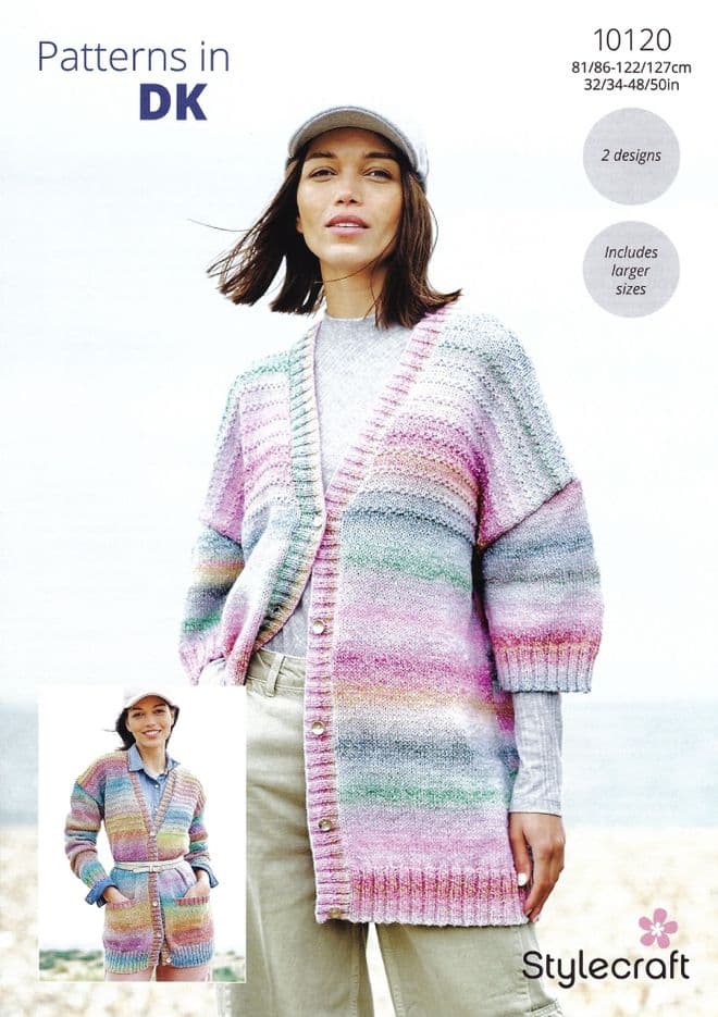 Stylecraft DK Knitting Pattern - 10120 Ladies Cardigans (2Designs)