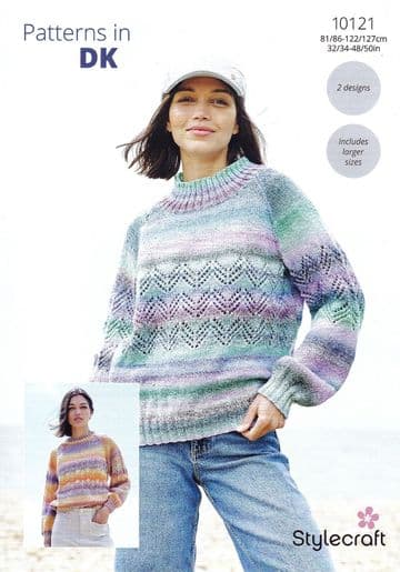 Stylecraft DK Knitting Pattern - 10121 Ladies Sweaters ( 2 Designs)