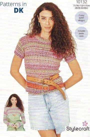Stylecraft DK Knitting Pattern - 10132 Ladies Summer Top & Sweater (2 Designs)