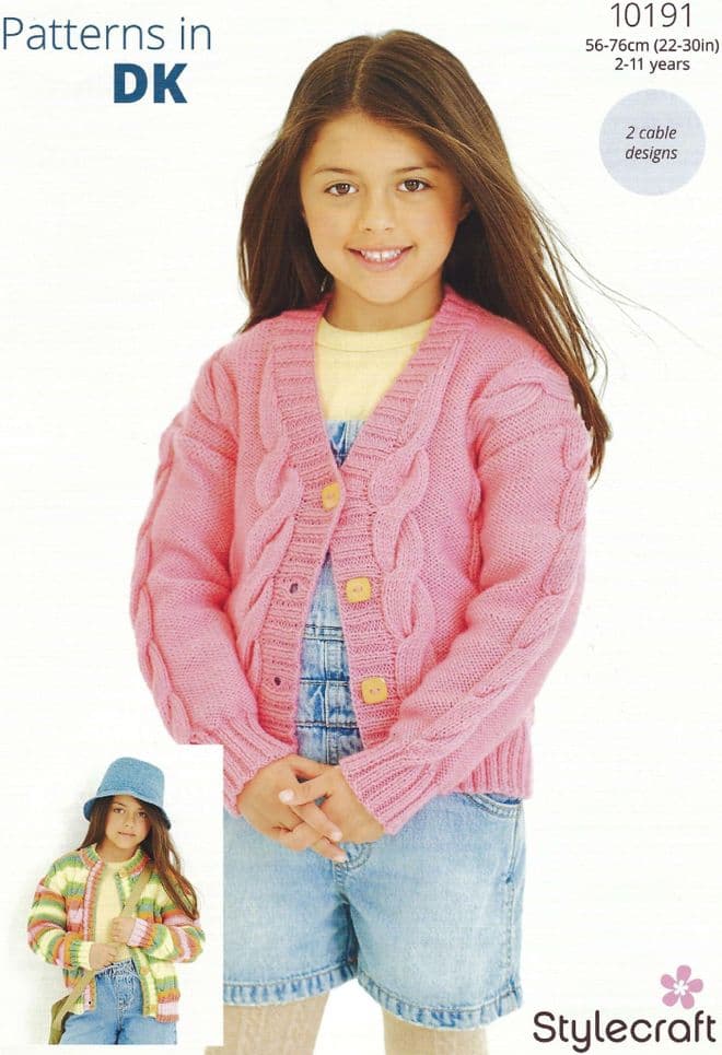 Stylecraft DK Knitting Pattern - 10191 Girl's Cardigans (2-11yrs)