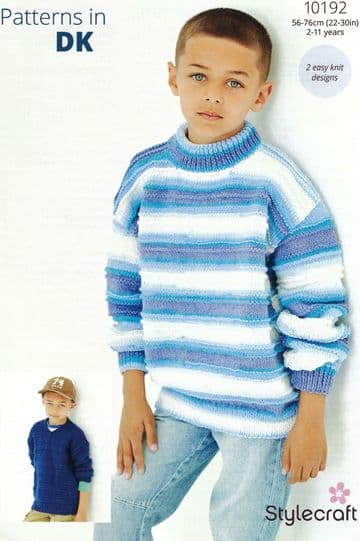 Stylecraft DK Knitting Pattern - 10192 Children's Sweaters (2-11yrs)