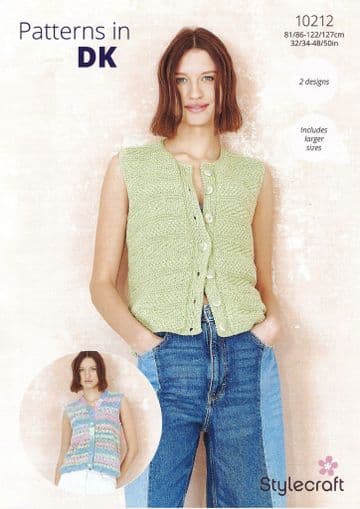 Stylecraft DK Knitting Pattern - 10212 Ladies Waistcoats (2 Designs)