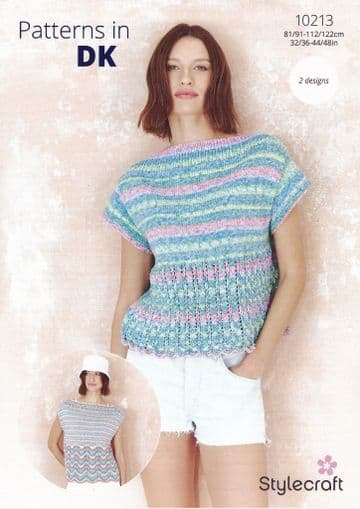 Stylecraft DK Knitting Pattern - 10213 Ladies Summer Tops (2 Designs)