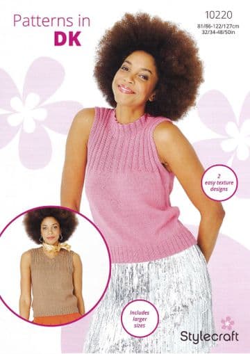 Stylecraft DK Knitting Pattern - 10220 Ladies Summer Tops (2 Designs)