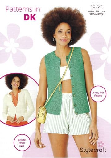Stylecraft DK Knitting Pattern - 10221 Ladies Summer Top & Cardigan (2 Designs)