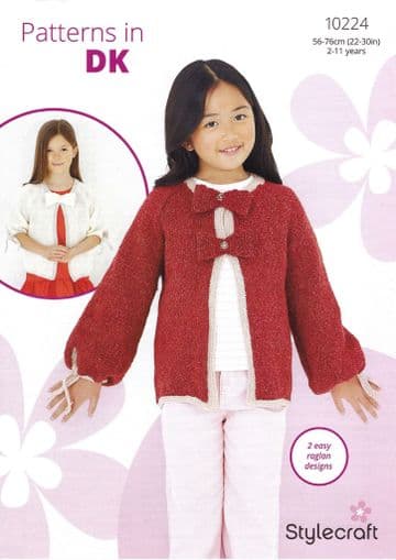 Stylecraft DK Knitting Pattern - 10224 Girl's Cardigans (2 Designs)