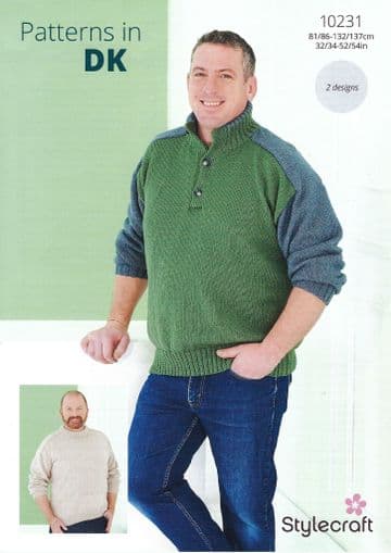 Stylecraft DK Knitting Pattern - 10231 Men's Sweaters (2 Designs)