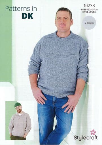 Stylecraft DK Knitting Pattern - 10233 Men's Sweaters (2 Designs)