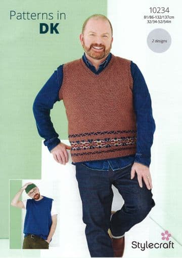 Stylecraft DK Knitting Pattern - 10234 Men's Slipovers (2 Designs)