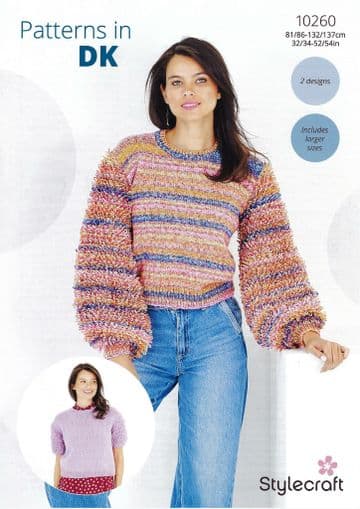 Stylecraft DK Knitting Pattern - 10260 Ladies Sweaters (2 Designs)